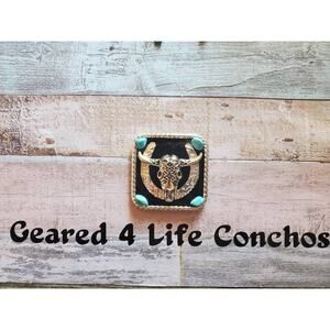 Horseshoe steer head conchos, tack conchos, leather working, saddle conchos,